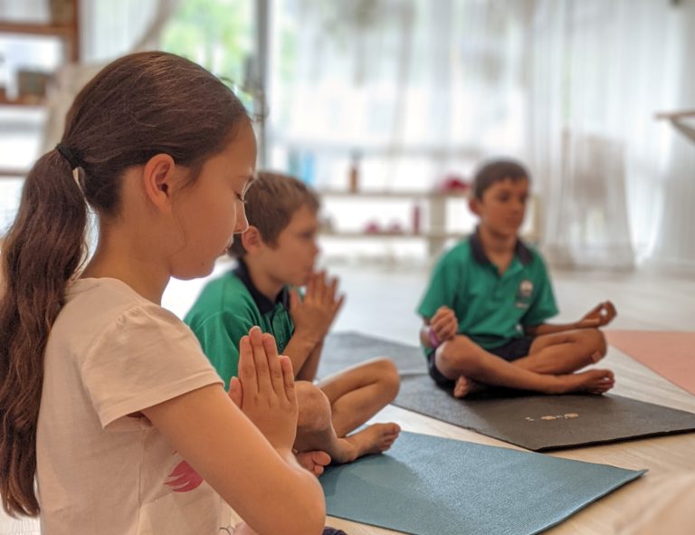 kids yoga buderim sunshine coast school wellness mindfulness children teen tween self-care class namaste girl